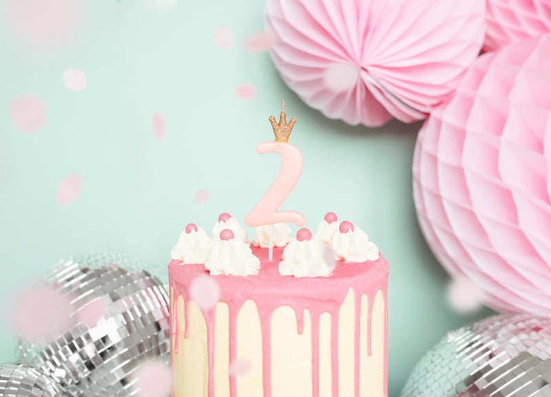 Birthday candle Number 2, light pink, 9.5cm (SCU6-2-081J)