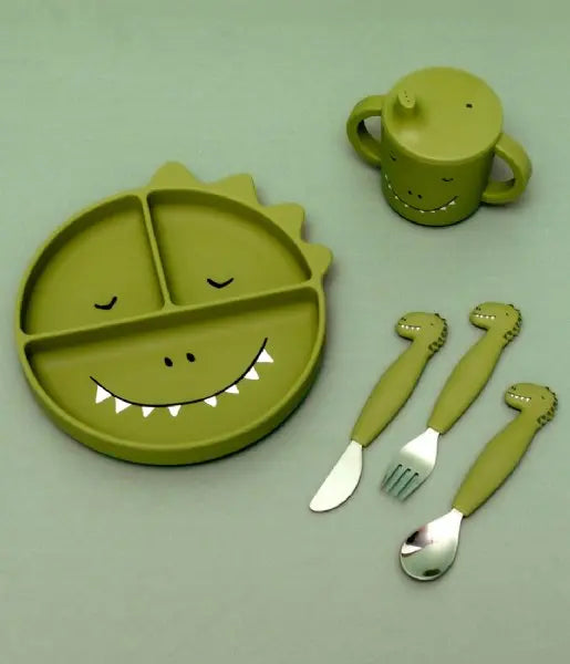 SILICONE CUTLERY SET 3-PACK MR. DINO Trixie