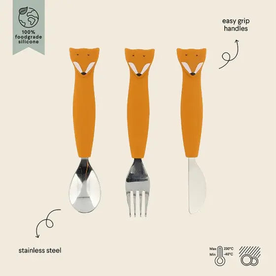 SILICONE CUTLERY SET 3-PACK MR. FOX Trixie