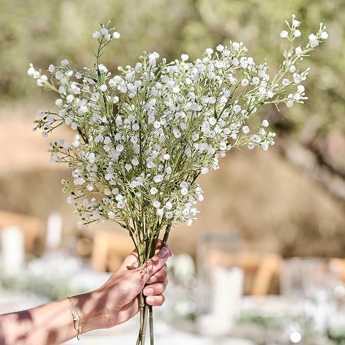 Ginger Ray 5 x White Gypsophila Artificial Foliage Stem Wedding Flowers