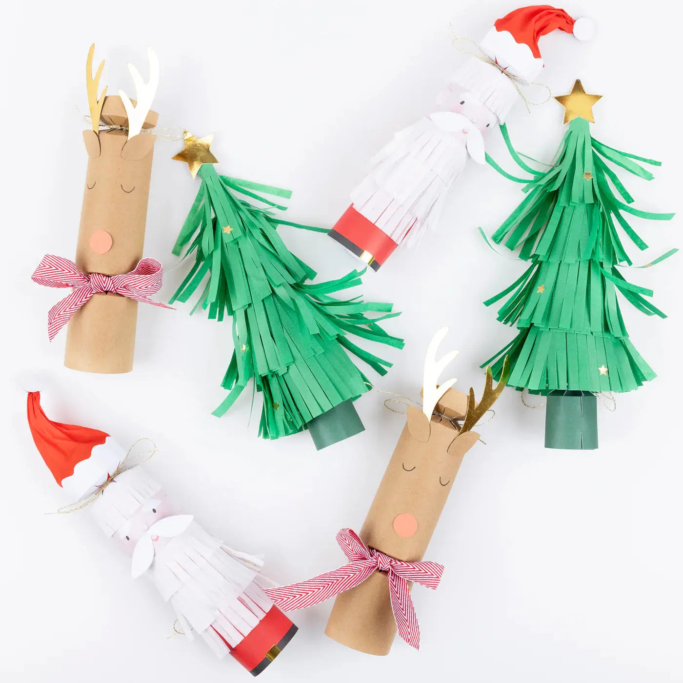 Santa, Reindeer & Tree No-Snap Crackers (x 6) Partydeco