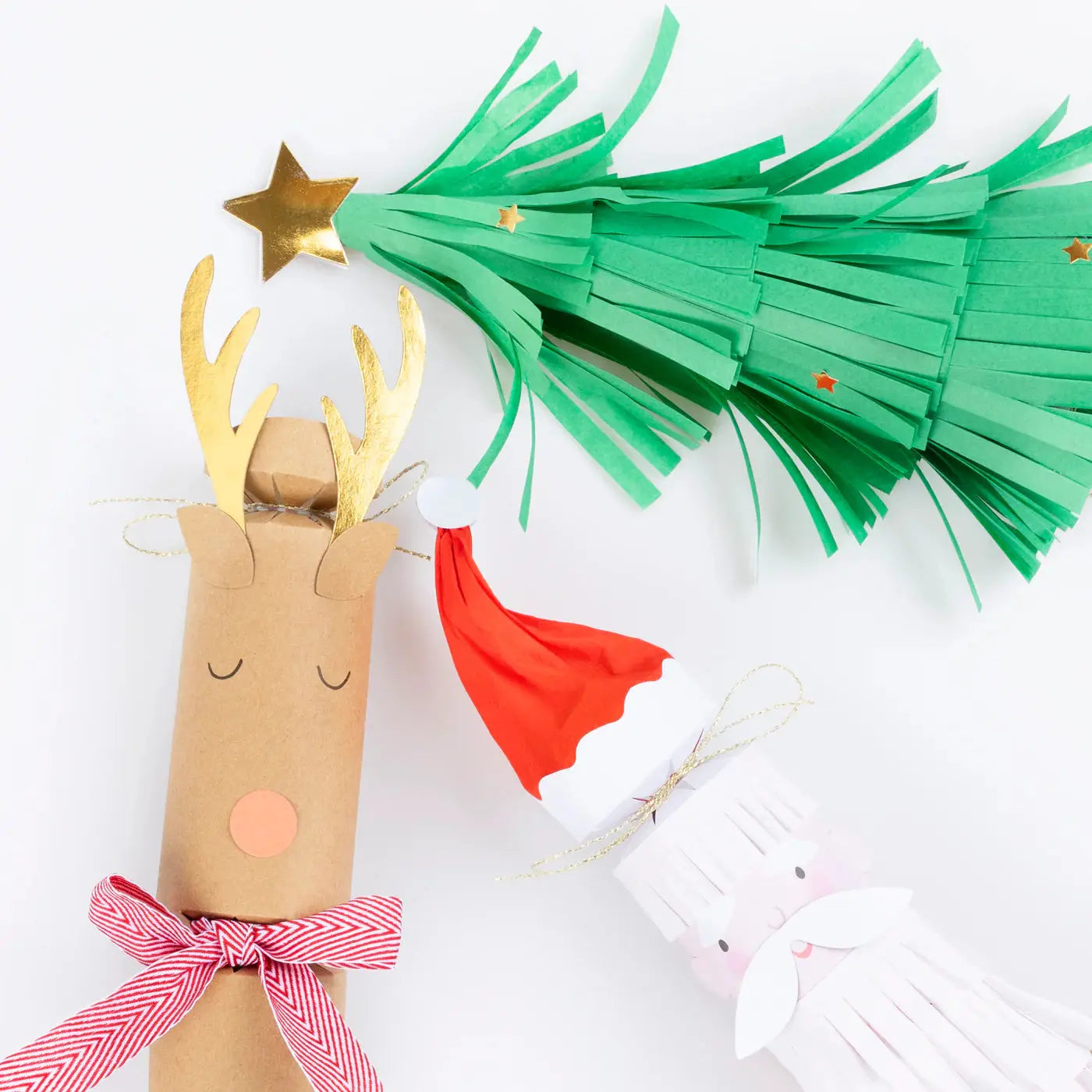 Santa, Reindeer & Tree No-Snap Crackers (x 6) Partydeco