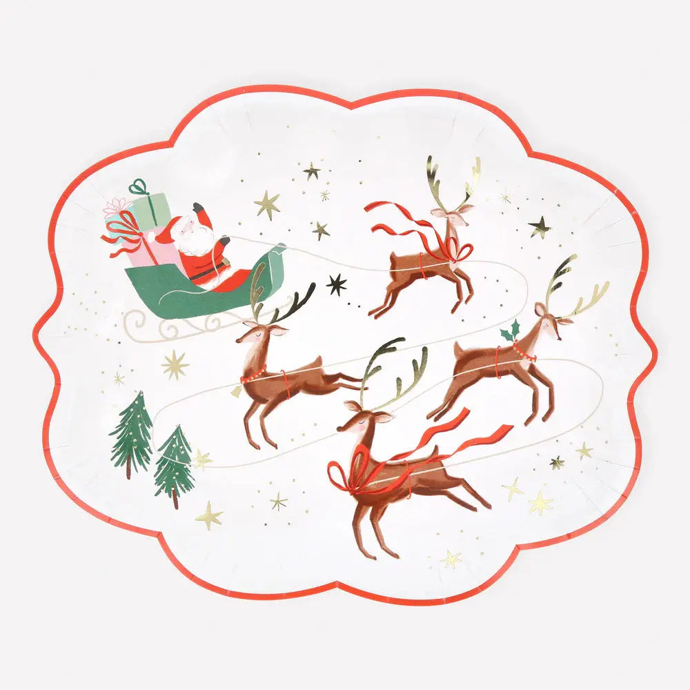 Santa, sleigh and reindeer plates Meri Meri