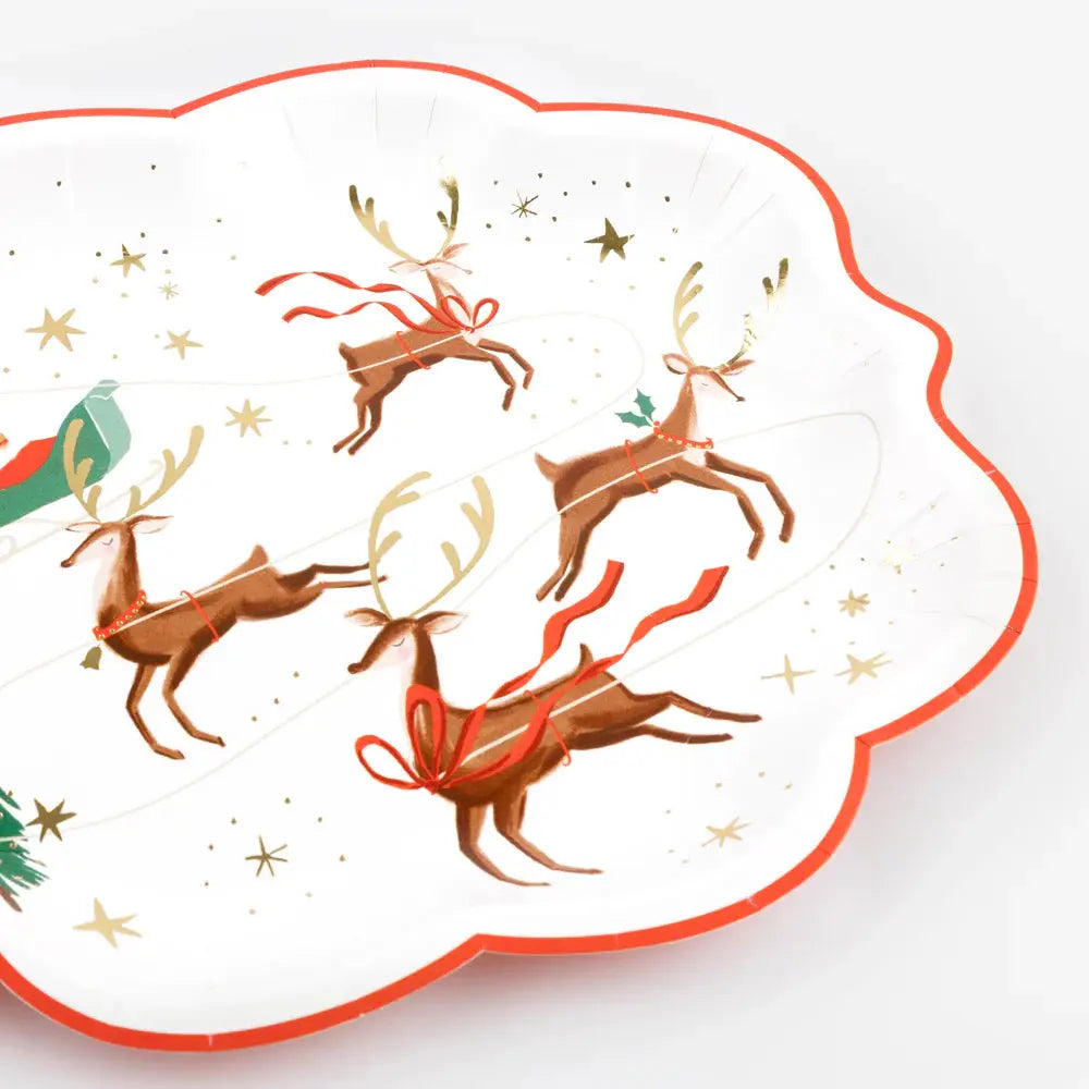 Santa, sleigh and reindeer plates Meri Meri