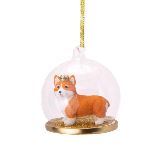 Sass & Belle Europe - Corgi with Crown Dome Bauble Sass & Belle Europe
