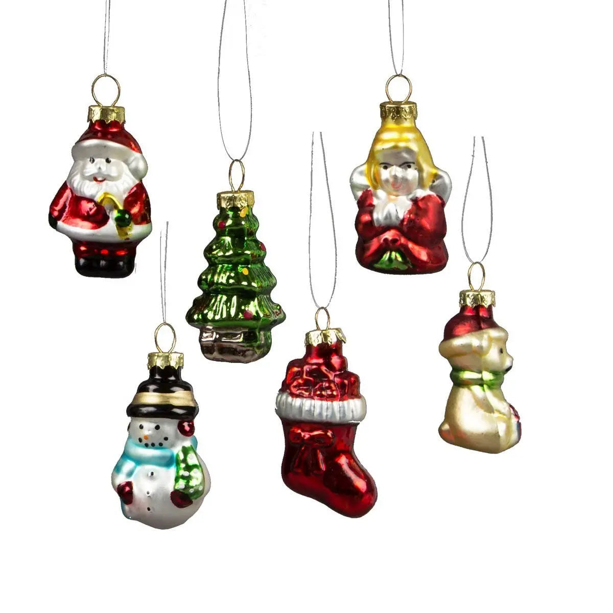 Sass & Belle Europe - Glitzy Mini Christmas Characters Shaped Baubles - Set of 6 Sass & Belle Europe