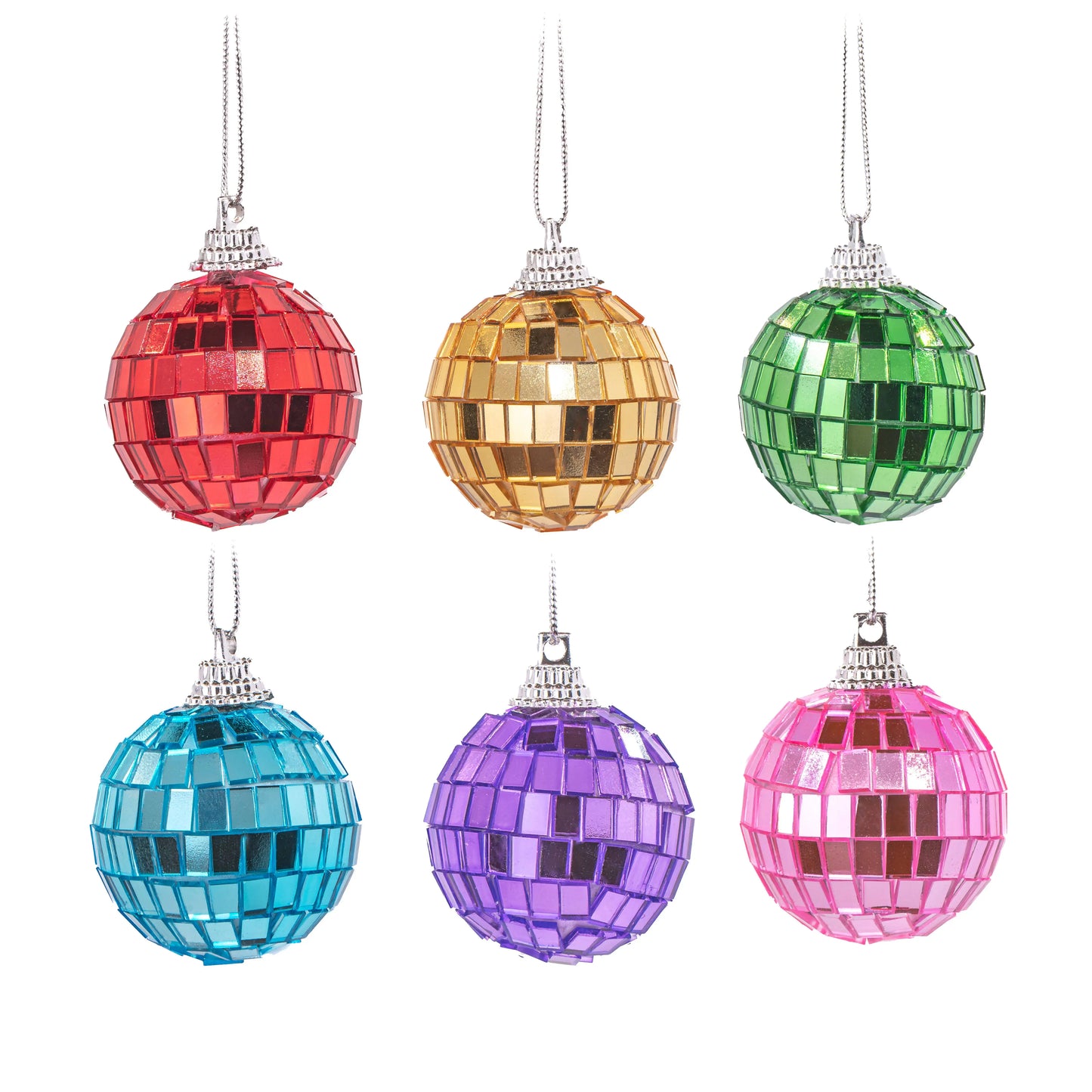 Sass & Belle Europe - Multicoloured Mirror Ball Bauble - Set of 6 Sass & Belle Europe