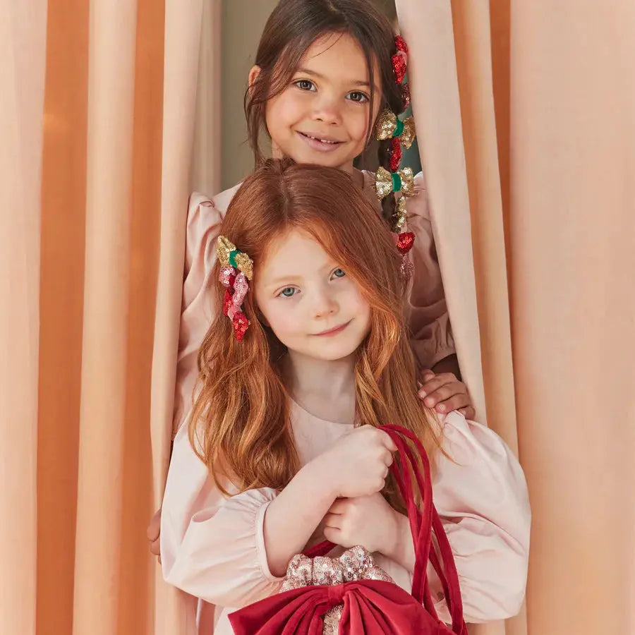 Sequin & velvet mini bow hair clips Meri Meri