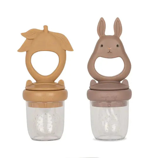Silicone Bunny & Lemon Fruit Feeding Pacifier - Hortensia/Almond Konges Slojd