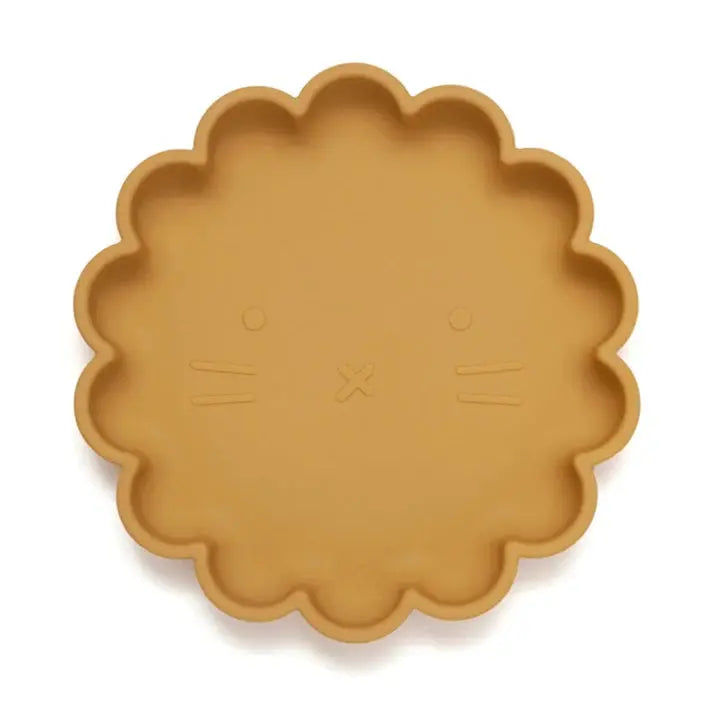 Silicone suction lion plate ochre Petit Monkey