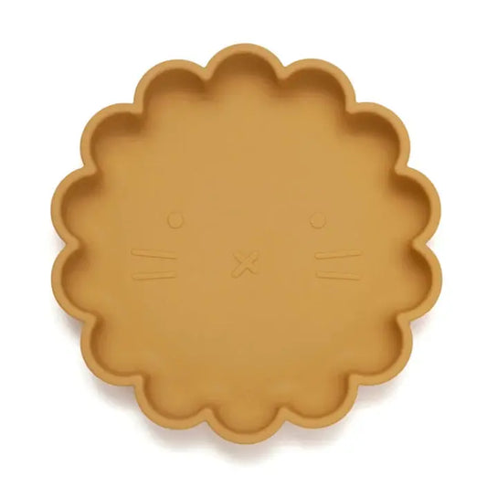 Silicone suction lion plate ochre Petit Monkey