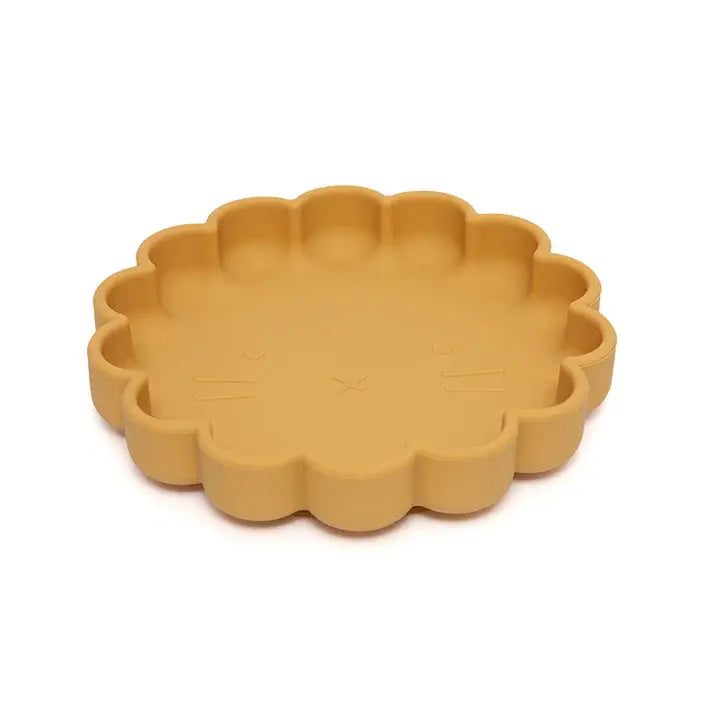 Silicone suction lion plate ochre Petit Monkey
