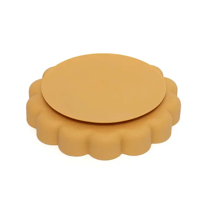 Silicone suction lion plate ochre Petit Monkey
