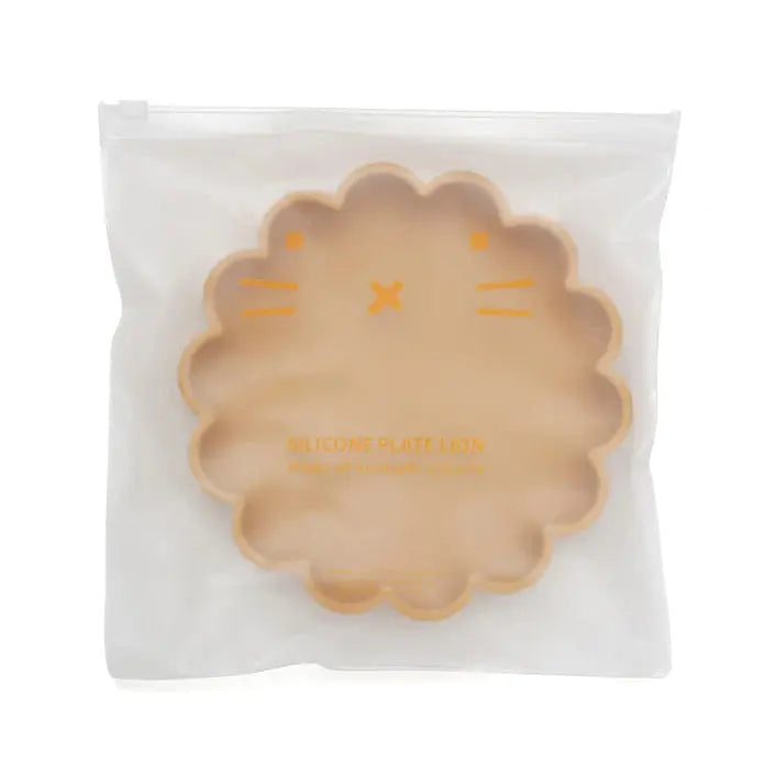 Silicone suction lion plate ochre Petit Monkey