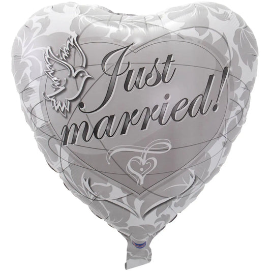 Silver Wedding Anniversary Heart Balloon Just Married unpackaged thepartyville