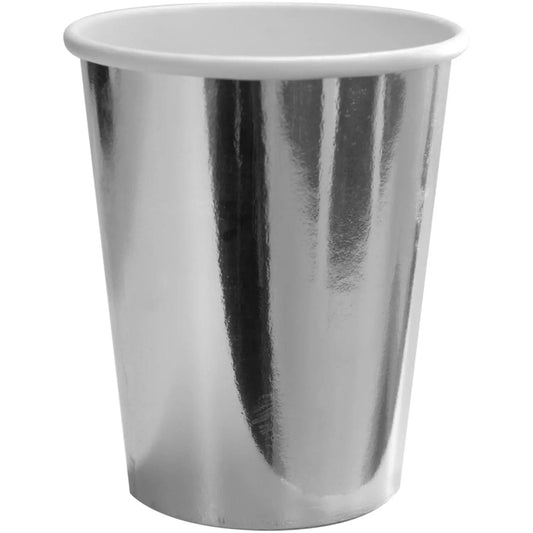 Silver coloured Metallic Cups 250 ml - 8 pieces Folat