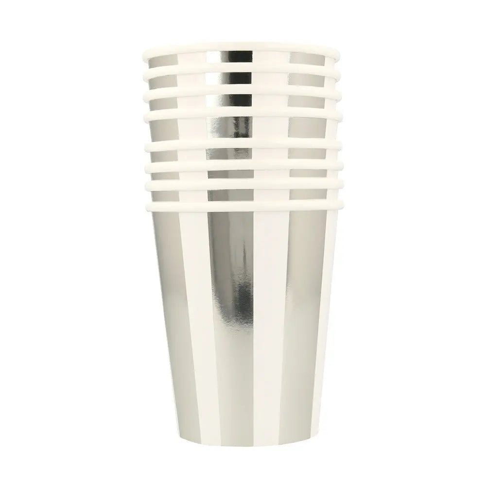 Silver stripe cups Meri Meri