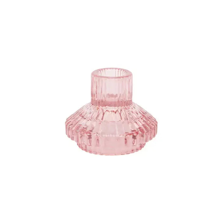 Small Pink Glass Candle Holder - Home Décor Talking Tables