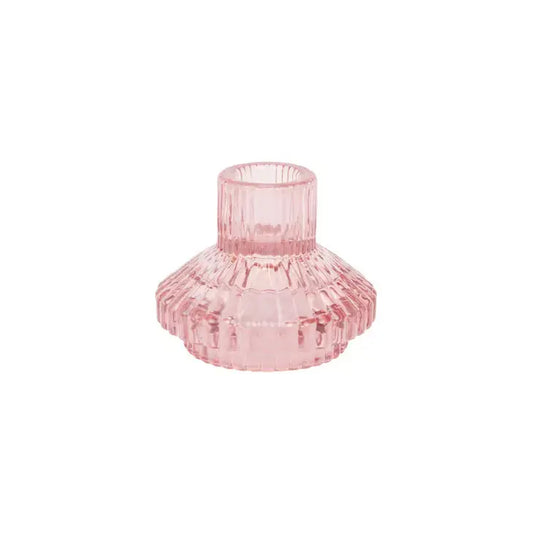 Small Pink Glass Candle Holder - Home Décor Talking Tables