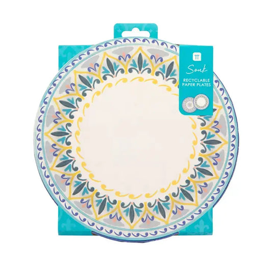 Souk Blue Paper Plates - 12 Pack Talking Tables
