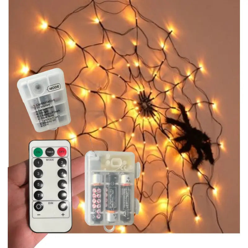 Spider Web LED 1m + 1 spider 34 cm changing light Cotillons D Alsace