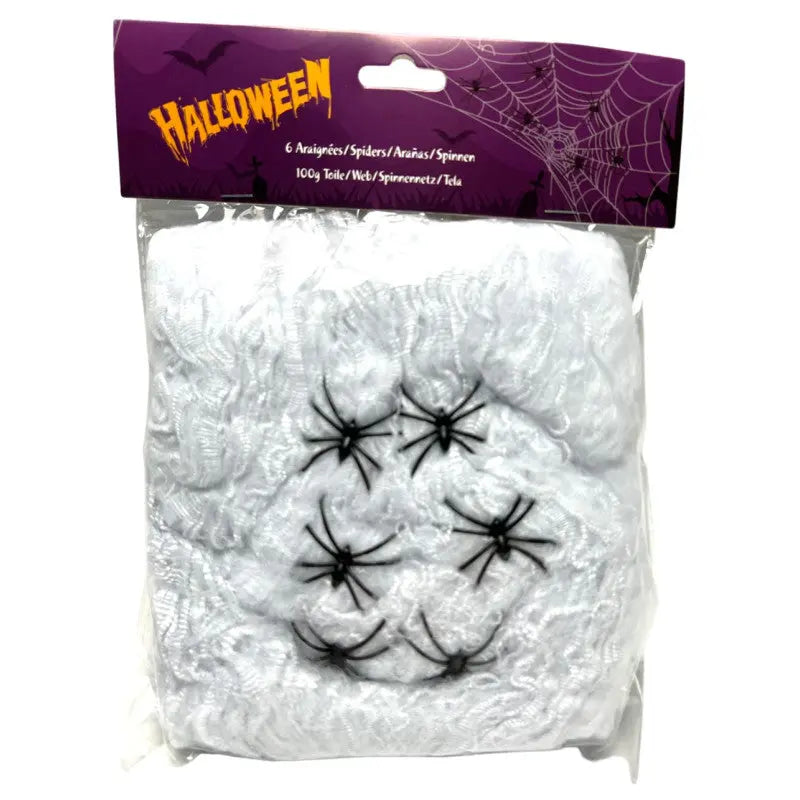 Spider web Halloween 100gr. 6 spiders Cotillons D Alsace