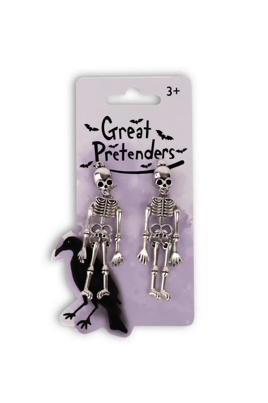 Spooky Scary Skeleton Clip On Earrings Great Pretenders