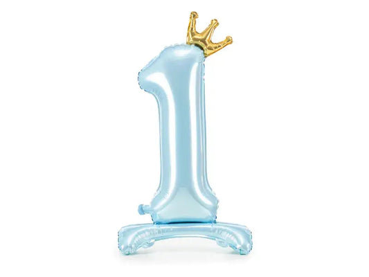 Standing foil balloon Number '' 1 '' , 84 cm, sky-blue Partydeco