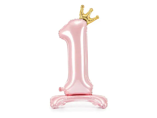 Standing foil balloon Number ''1'' , 84 cm, light pink Partydeco