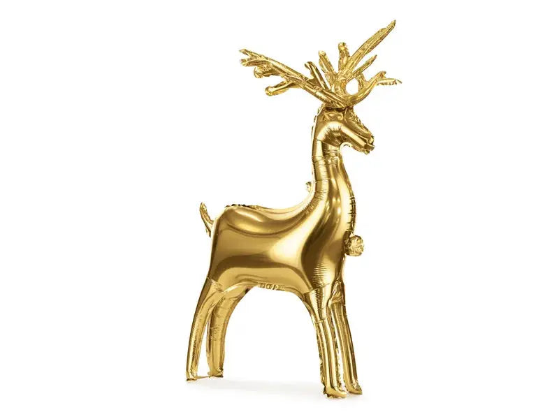 Standing foil balloon Reindeer, 124 x 80 cm, gold Partydeco