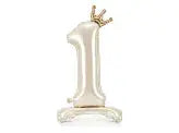 Standing foil balloon number ''1'', 84 cm, light cream Partydeco