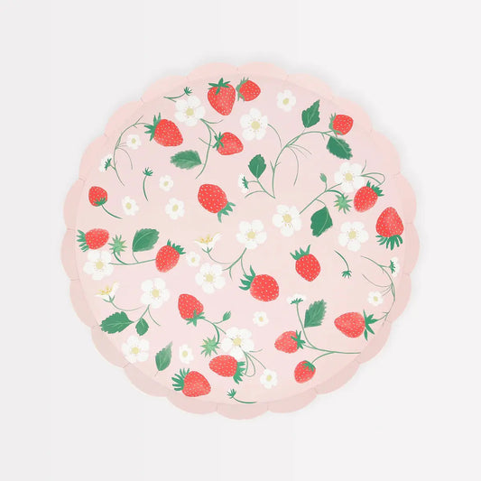 Strawberry Pattern Side Plates (x8) Meri Meri