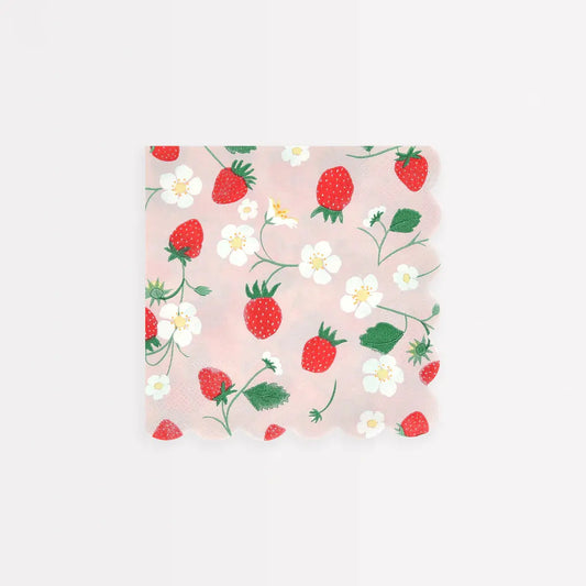 Strawberry Pattern Small Napkins (x 16) Meri Meri