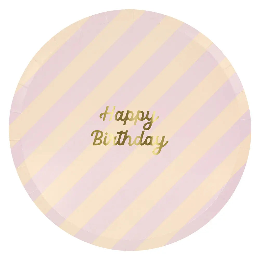 Stripe Happy Birthday Dinner Plates (x 8) Meri Meri