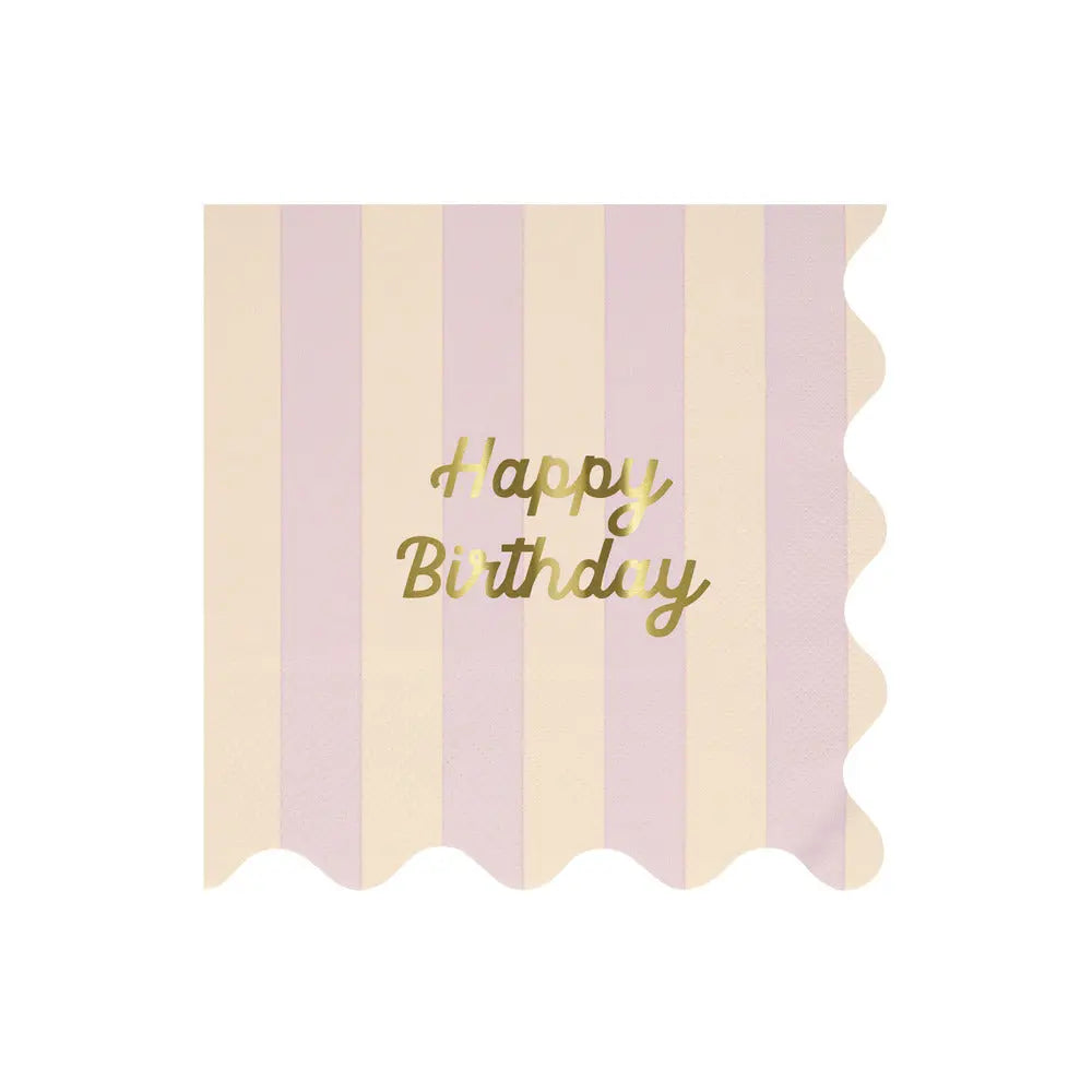 Stripe Happy Birthday Large Napkins (x 16) Meri Meri