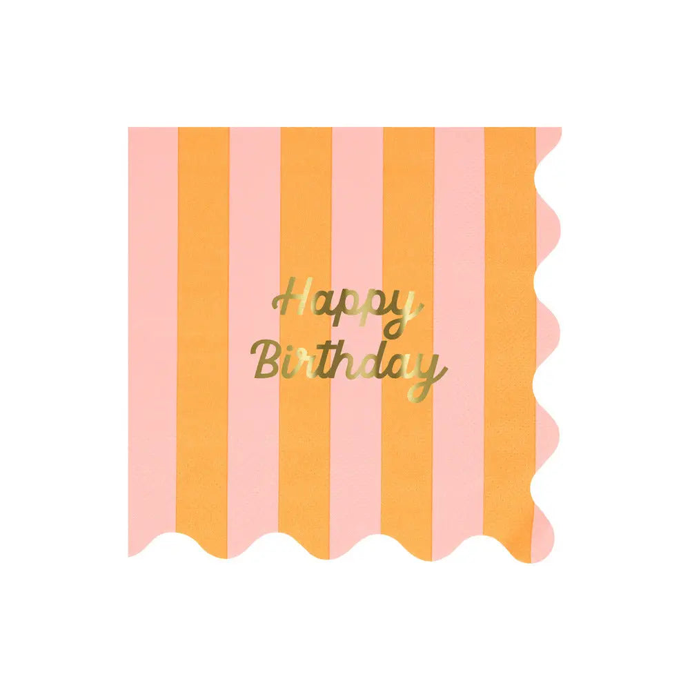 Stripe Happy Birthday Large Napkins (x 16) Meri Meri