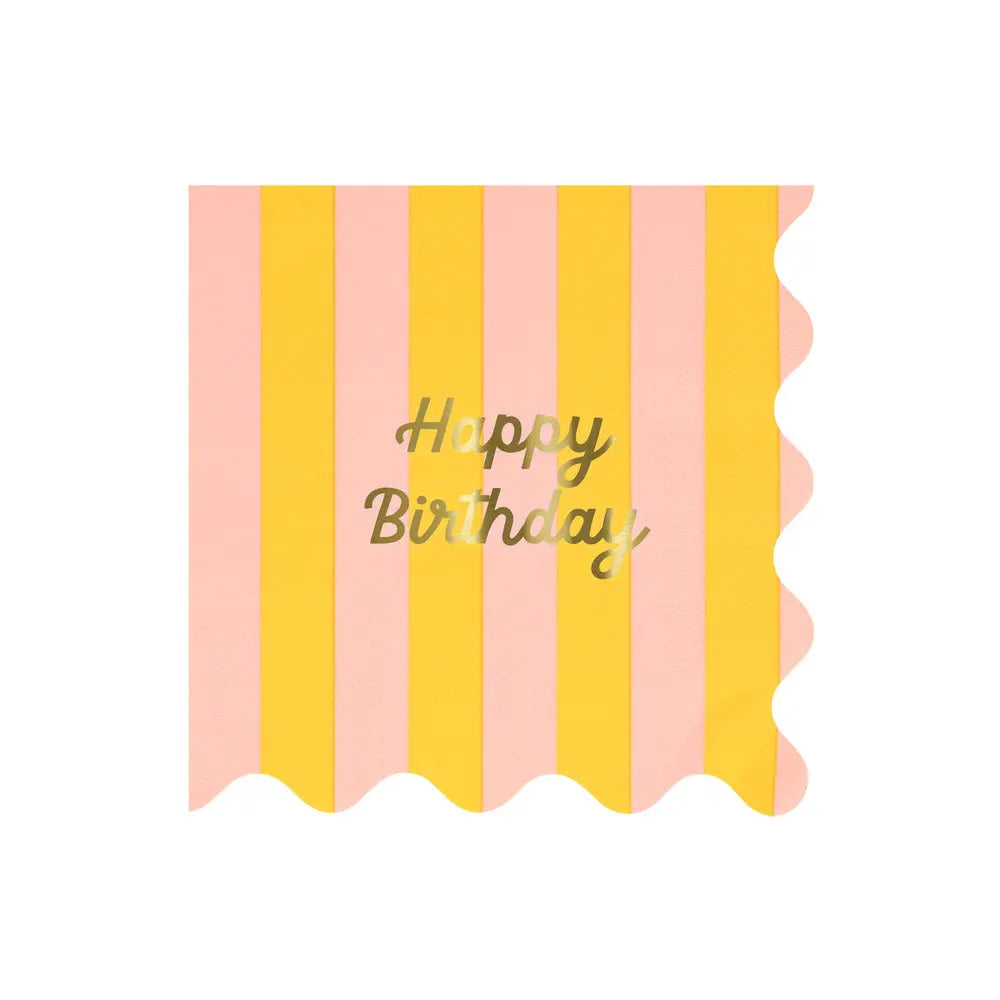 Stripe Happy Birthday Large Napkins (x 16) Meri Meri