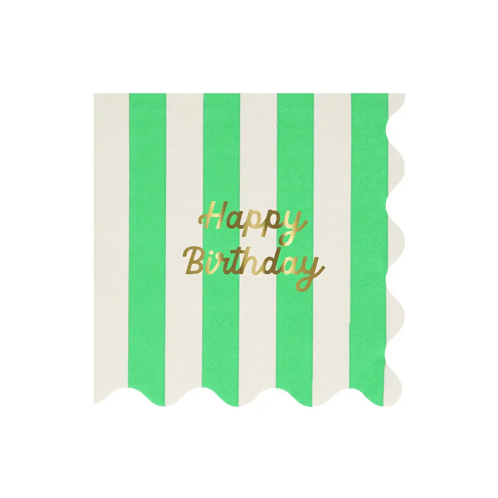 Stripe Happy Birthday Large Napkins (x 16) Meri Meri