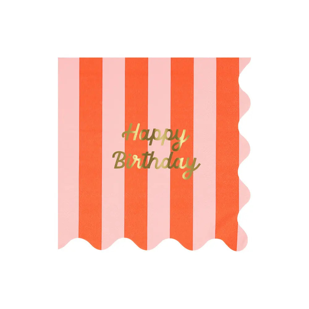 Stripe Happy Birthday Large Napkins (x 16) Meri Meri