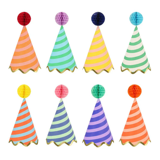 Stripe Party Hats (x 8) Meri Meri