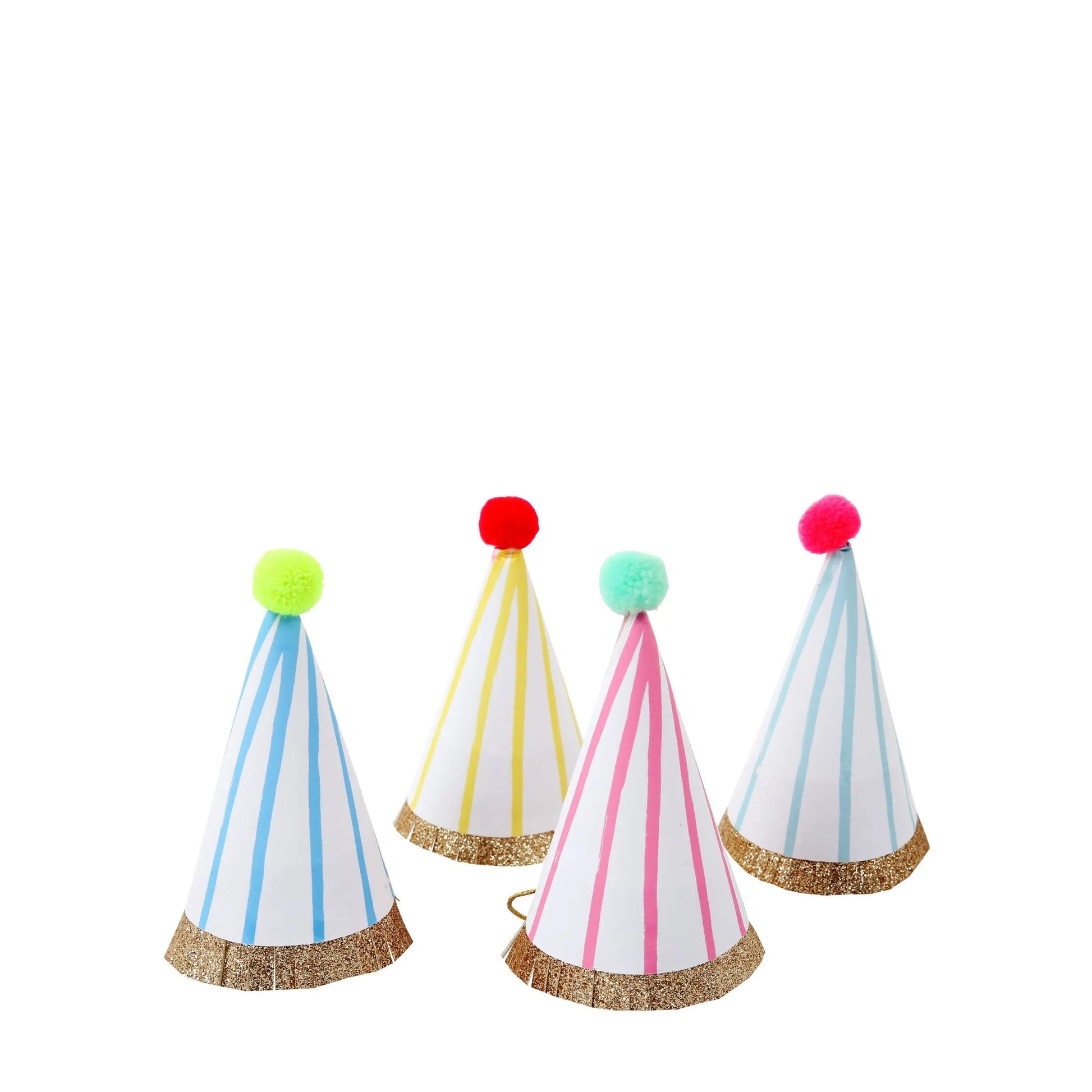 Stripe Pompom mini Party Hats (set of 8) Meri Meri