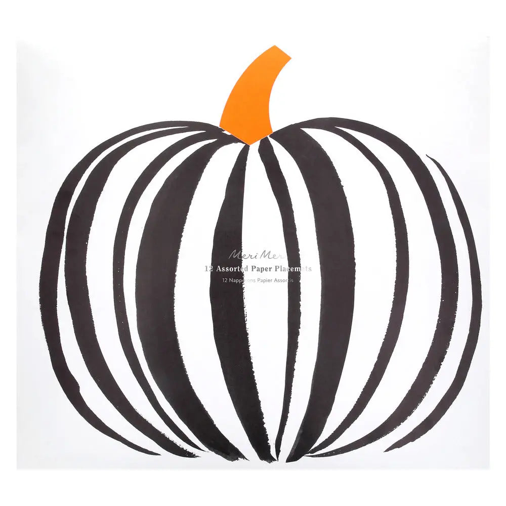 Stripe pumpkin placemats X12 Meri Meri