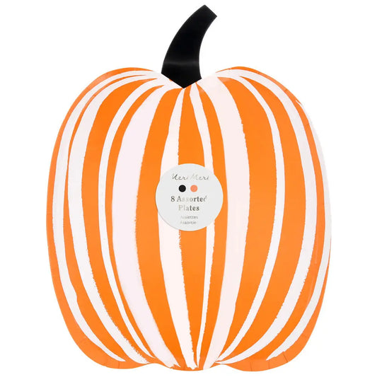 Stripe pumpkin plates X8 Meri Meri