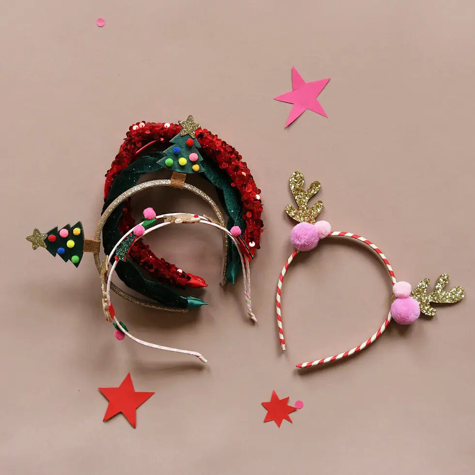 Stripy Pom Pom Reindeer Headband Rockahula
