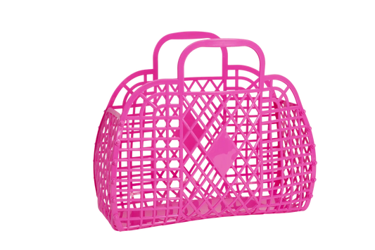 Sun Jellies - Retro Basket Jelly Bag - Large: Berry Pink Sun Jellies