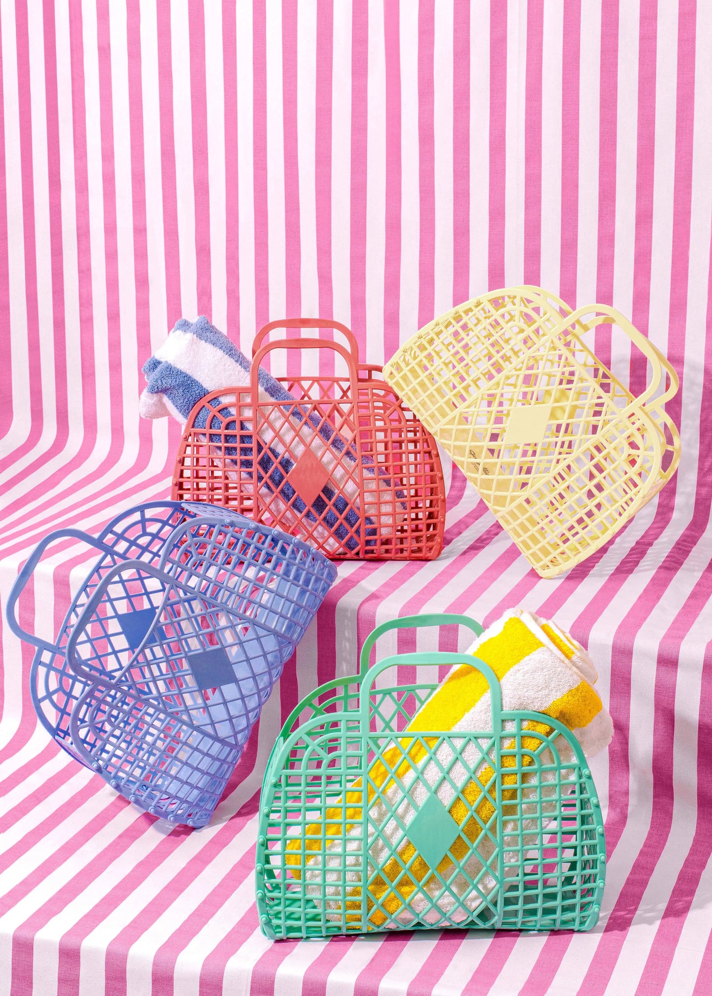 Sun Jellies - Retro Basket Jelly Bag - Large: Bubblegum Pink Sun Jellies