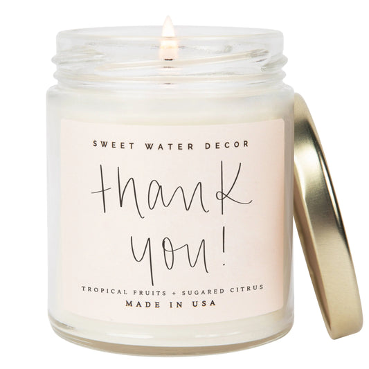 Sweet Water Decor - Thank You! 9 oz Soy Candle - Home Decor & Gifts Sweet Water Decor