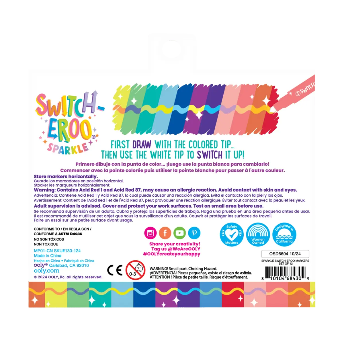 Switch-Eroo! Sparkle Glittery Color-Changing Markers (Set of 12) OOLY