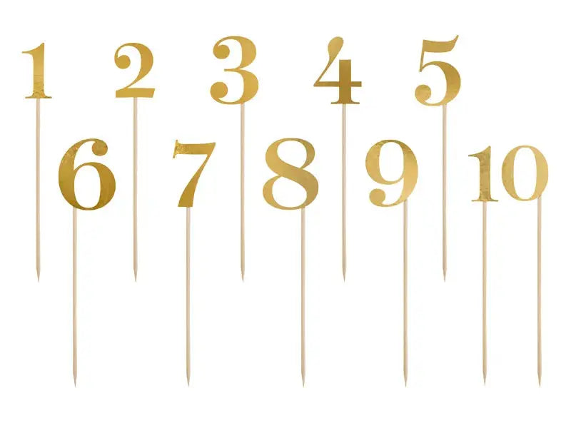 Table numbers, gold, 25.5-26.5cm Partydeco