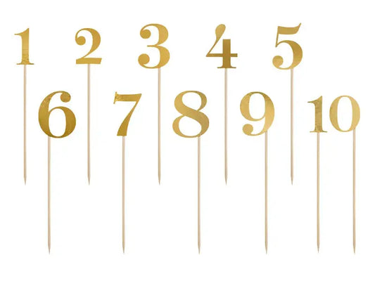 Table numbers, gold, 25.5-26.5cm Partydeco